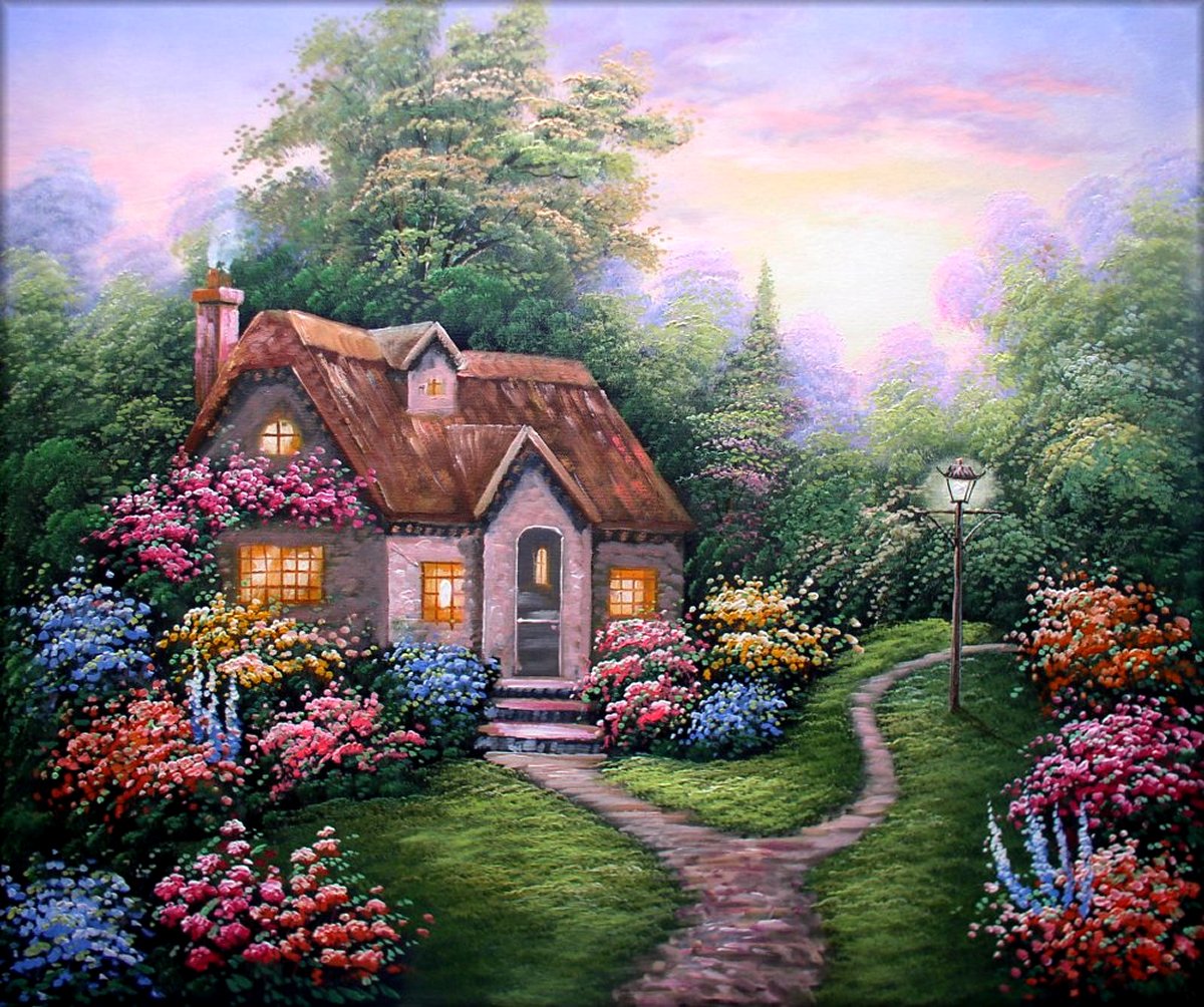 Quality Hand Painted Oil Painting Sweet Cottage 20x24in eBay
