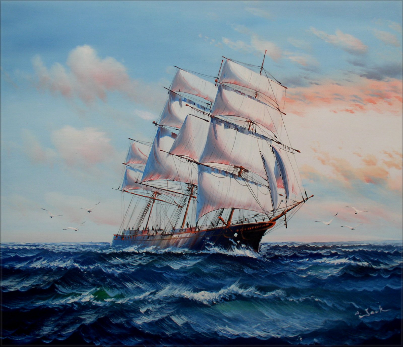 Sailing Ship 10, Quality Hand Painted Oil Painting 20x24in eBay