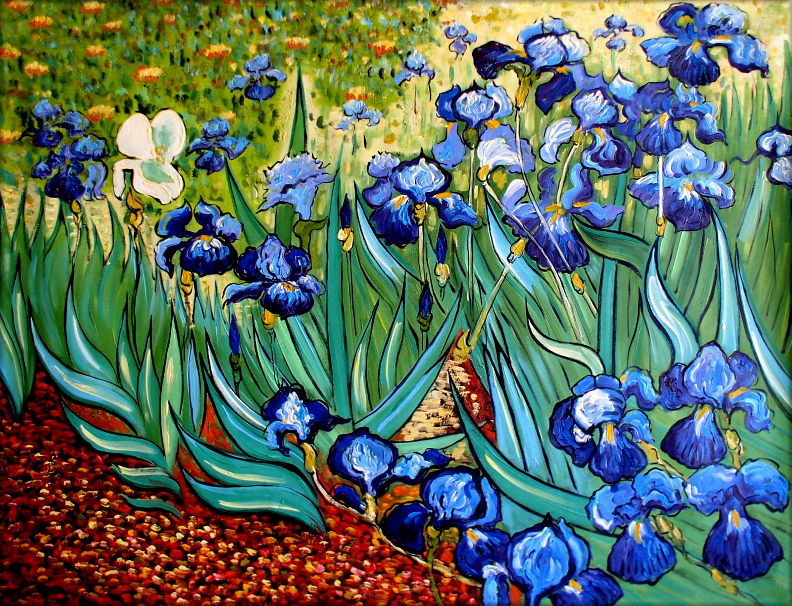 Van Gogh Irises in the Garden Repro, Hand Painted Oil ...
