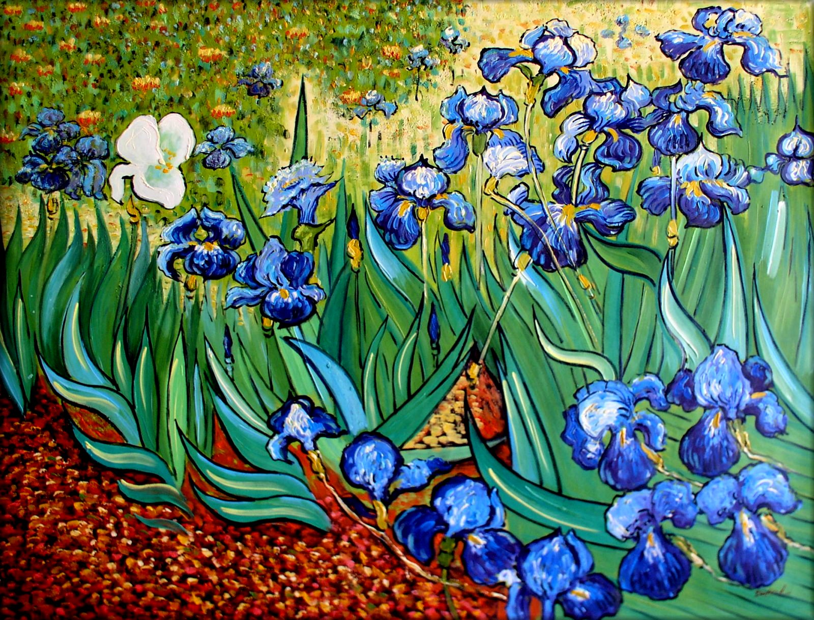 Hand Painted Oil Painting, Van Gogh Irises in the Garden ...
