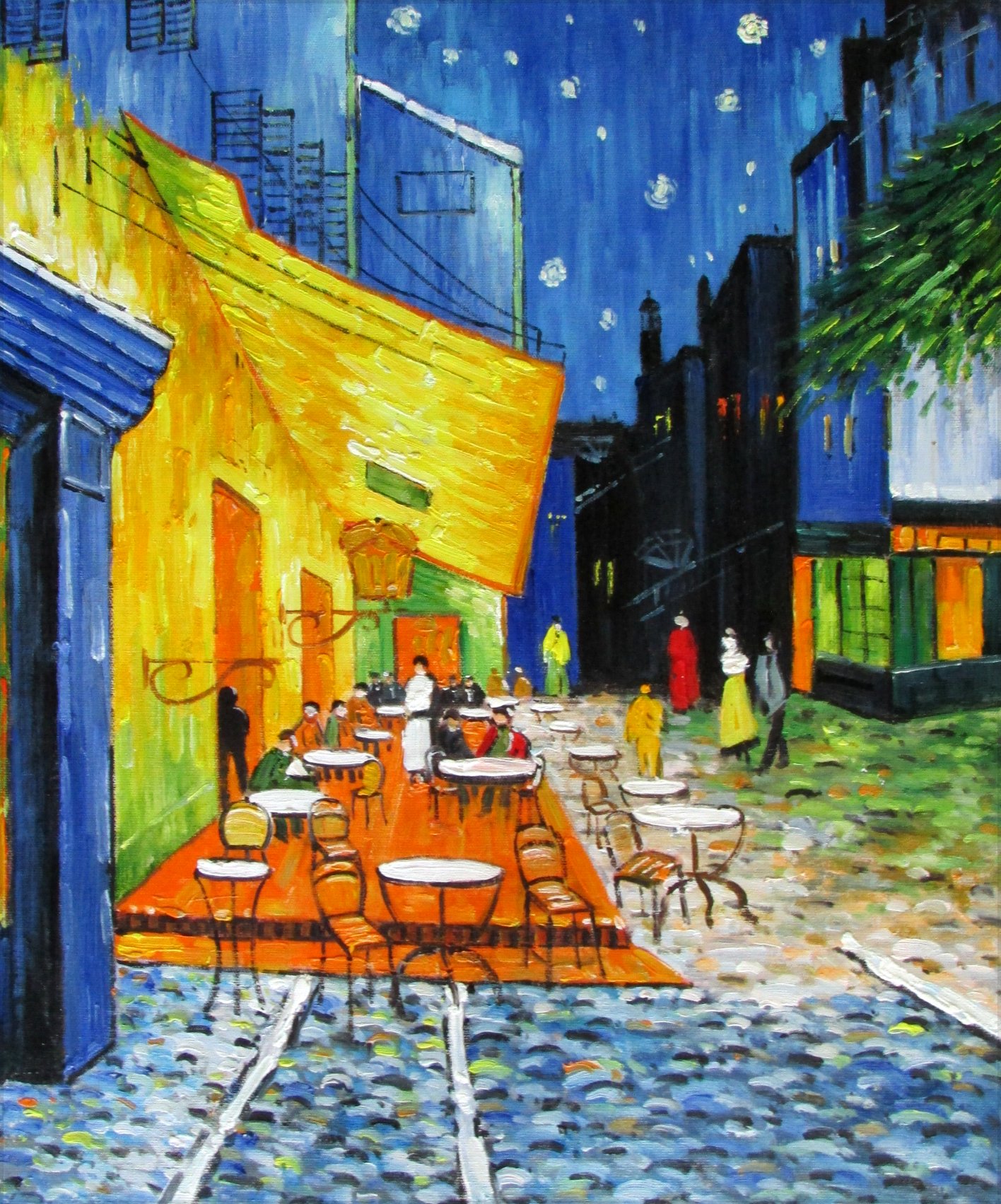 Framed Van Gogh Cafe Terrace at Night Repro, Hand Painted Oil