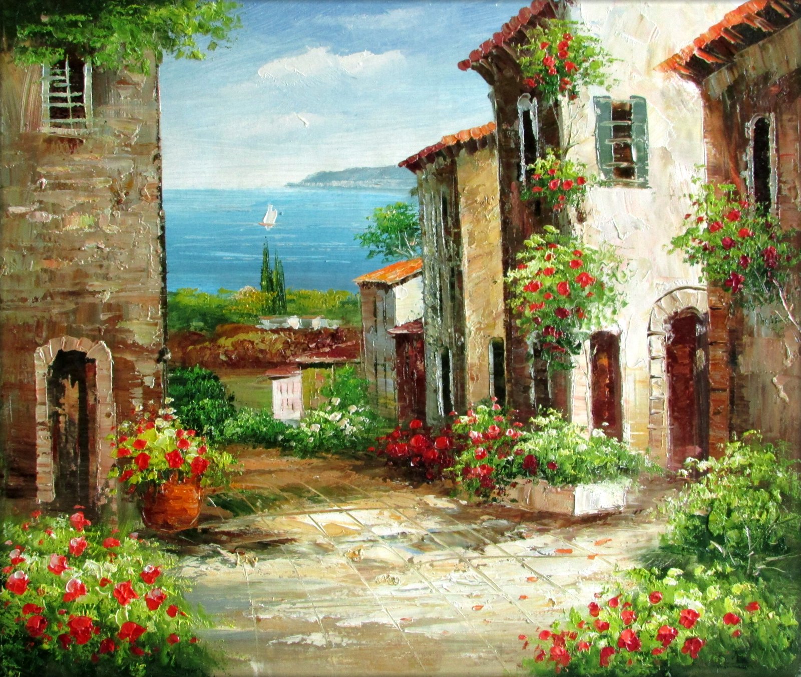 Framed Tuscany Italy Landscape 3 Quality Hand Painted Oil Painting